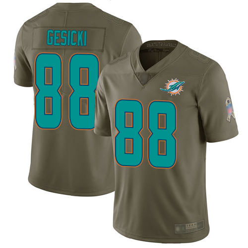 Nike Miami Dolphins #88 Mike Gesicki Olive Men Stitched NFL Limited 2017 Salute To Service Jersey->miami dolphins->NFL Jersey
